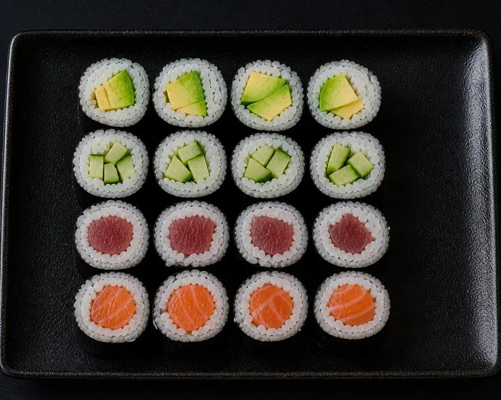 M1 — Menü Maki mix — 4 x Avocado, 4 x Gurken Maki, 4 x Thunfisch Maki, 4 x Lachs Maki D