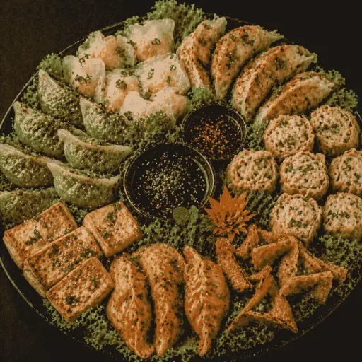 [22] 22) Dumplingmix: Garnelen, Hühnerfleisch, Tofu ,Kimchi, Wantan A, B, 1, 14, A1